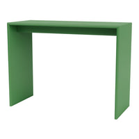 Modern green console table with a sleek, matte finish and minimalist design. Perfect for any contemporary space.