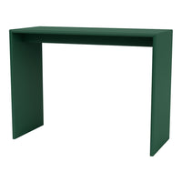 Green minimalist console table with a sleek, solid color and modern design. Ideal for contemporary decor.