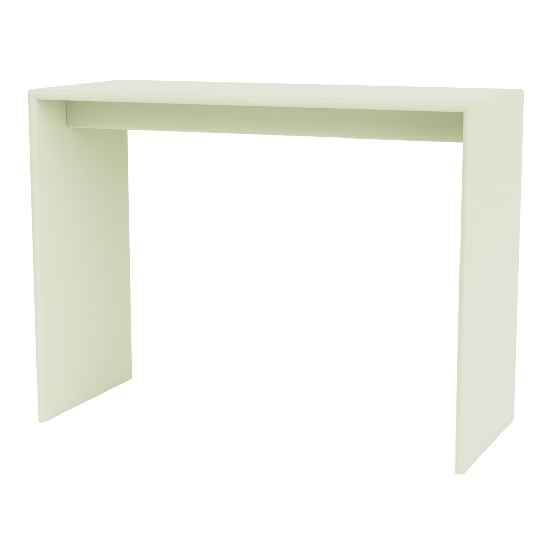 Light green minimalist desk with smooth, matte finish and clean lines, perfect for modern home decor.
