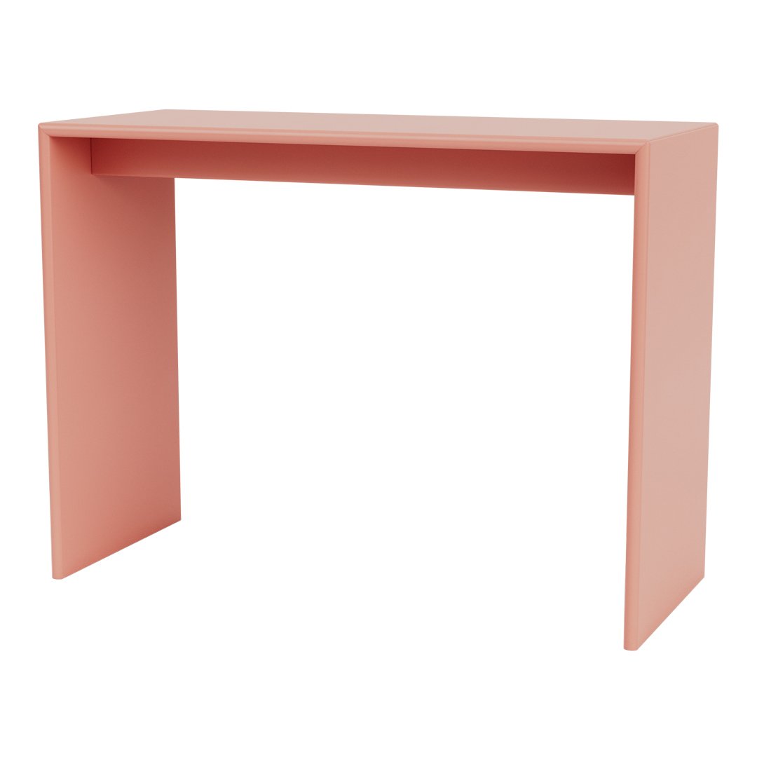 Stylish coral pink console table with a sleek, modern design and smooth, matte finish.