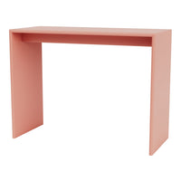 Stylish coral pink console table with a sleek, modern design and smooth, matte finish.