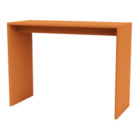 Modern orange console table with a sleek design and smooth, solid finish. Perfect for contemporary decor.