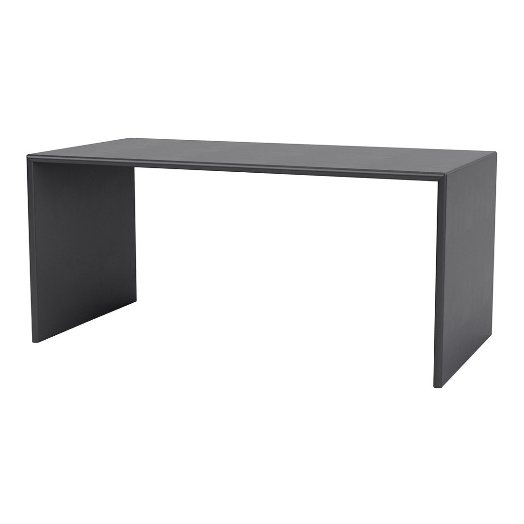 Sleek black minimalist desk with a smooth, matte finish and clean lines, perfect for modern workspaces.