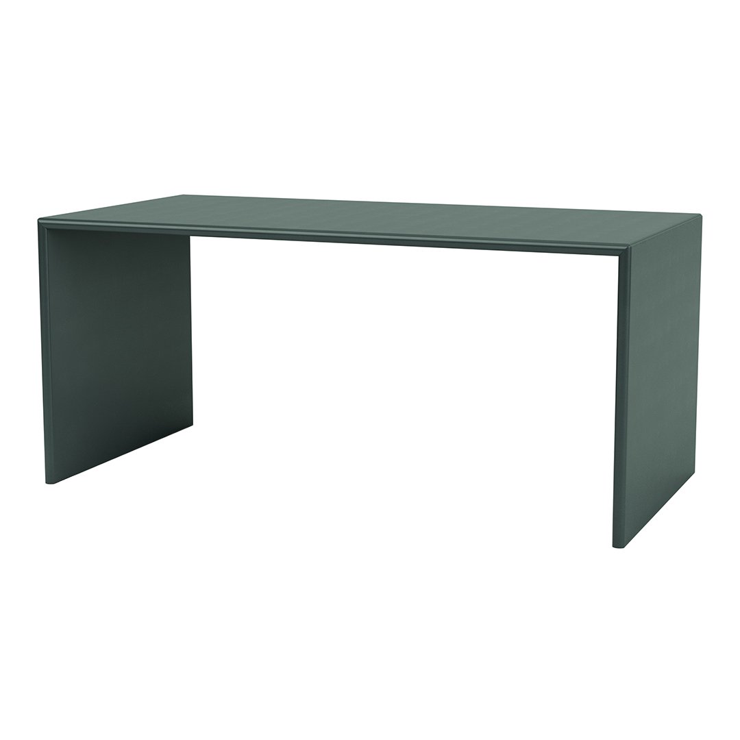 Sleek modern desk in deep green with a minimalist design and smooth matte finish. Perfect for any workspace.