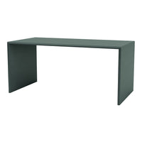 Sleek modern desk in deep green with a minimalist design and smooth matte finish. Perfect for any workspace.