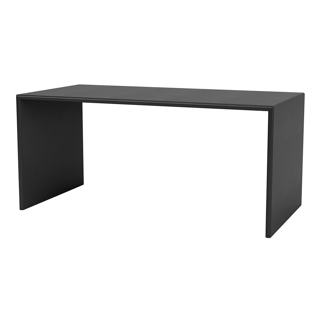 Sleek black rectangular desk with a minimalist design and smooth, matte finish. Ideal for modern home offices.