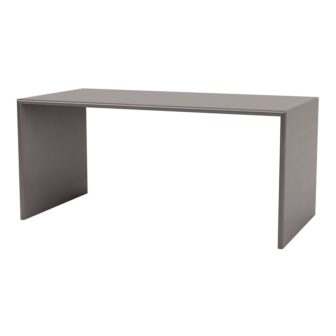 Gray minimalist table with a sleek, solid design and smooth surface, perfect for modern interiors.