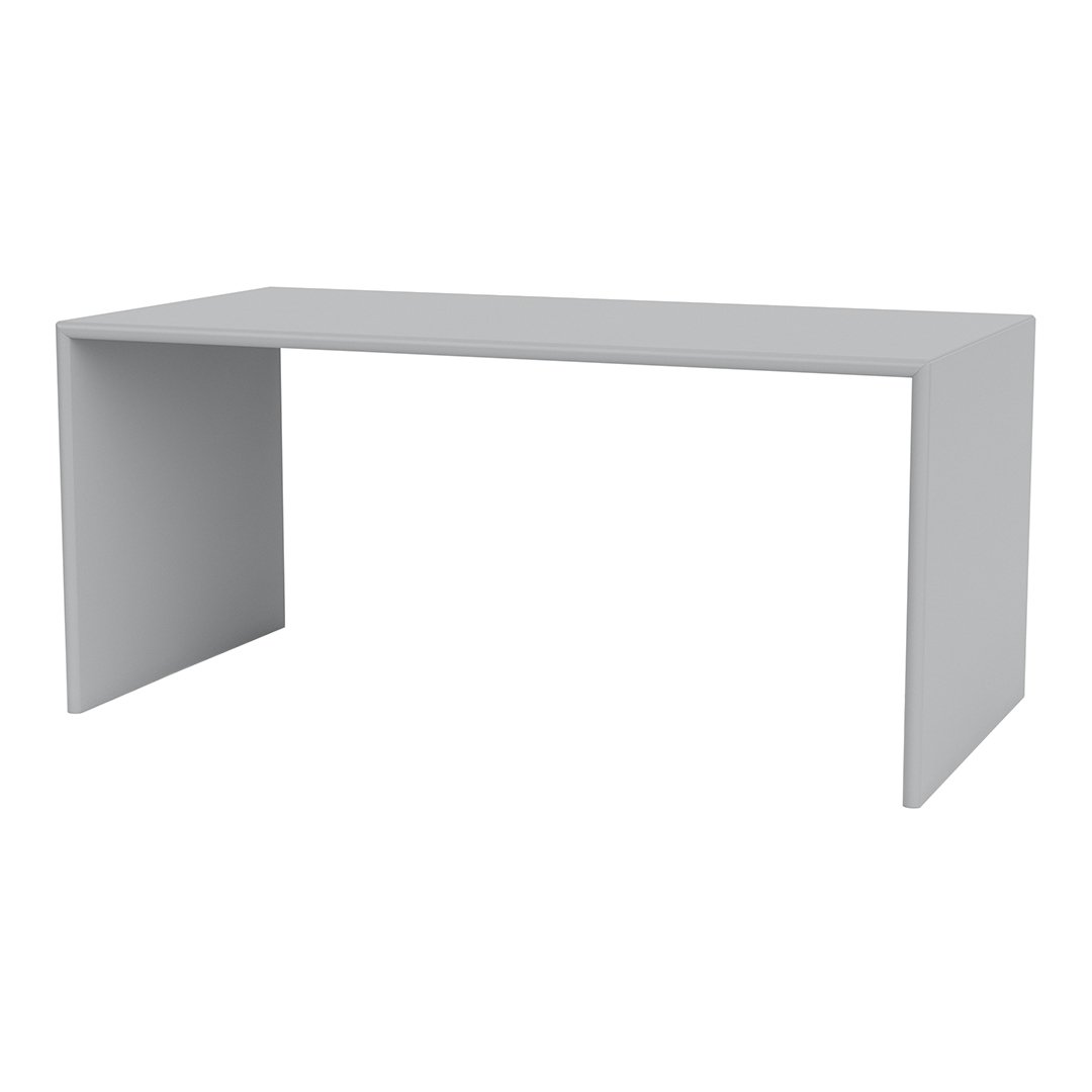 Minimalist gray desk with a sleek, modern design and smooth, flat surfaces, perfect for contemporary spaces.