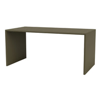 Minimalist olive green desk with a sleek, modern design and clean lines, perfect for contemporary spaces.