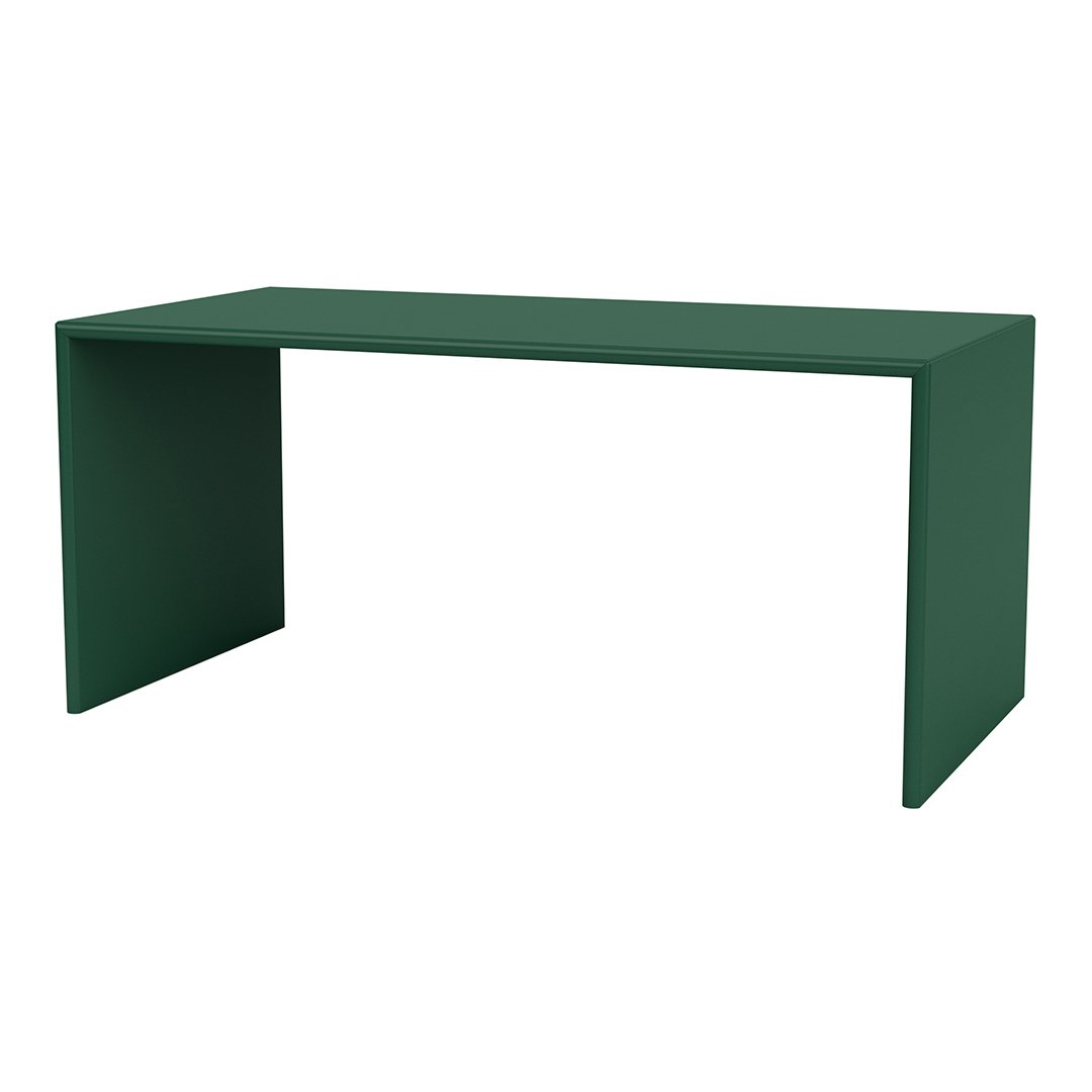 Sleek green rectangular desk with a minimalist design and solid finish, perfect for modern decor.
