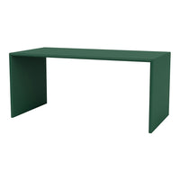 Sleek green rectangular desk with a minimalist design and solid finish, perfect for modern decor.