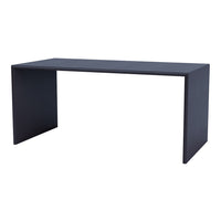 Sleek black minimalist desk with clean lines and no visible patterns, perfect for modern interiors.
