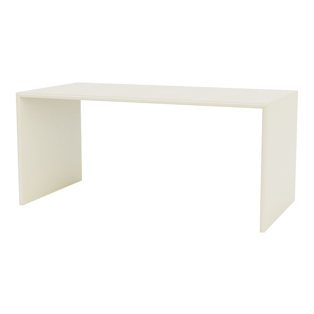 Minimalist white desk with a sleek, solid color and clean lines, perfect for modern home or office decor.