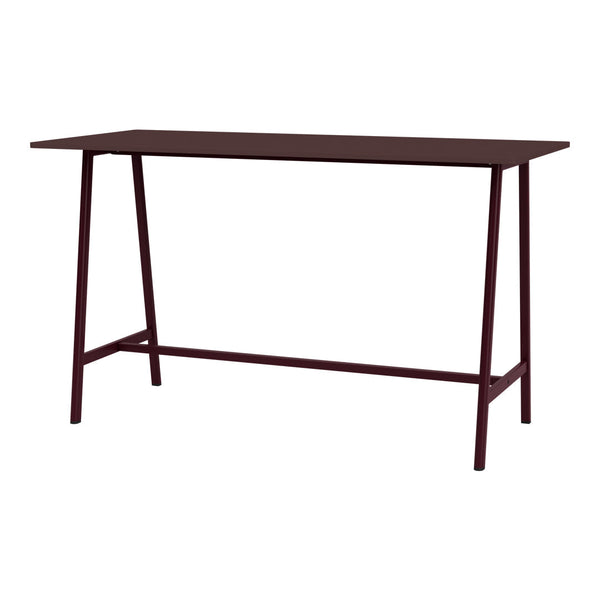 Burgundy table with a minimalistic design and sleek legs, perfectly suited for modern decor.