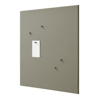 Textured gray wall panel with four matching pegs and a white note holder. Elegant and minimalistic design.