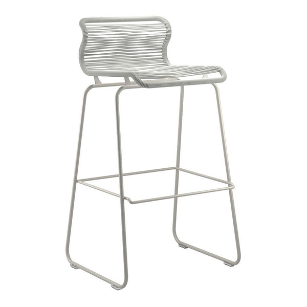 Stylish white bar stool featuring a sleek, wavy pattern and minimalist design, perfect for modern decor.