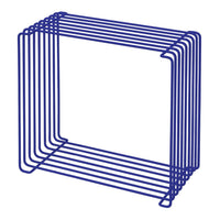 Blue wireframe cube with sleek lines and an open pattern design, perfect for modern decor.