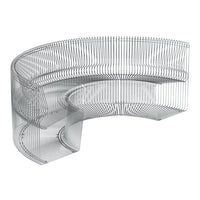 Transparent curved wire design with a sleek silver finish, showcasing modern minimalist style and unique geometric patterns.