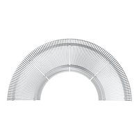 Silver wire geometric fan design in an arch shape, featuring intricate lines and a modern aesthetic.