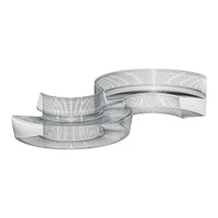 Transparent glass trinket dishes with delicate linear patterns and curved edges, ideal for decor or storage.