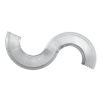Silver, curved flexible track with a smooth, shiny finish, featuring a unique wavy pattern throughout.