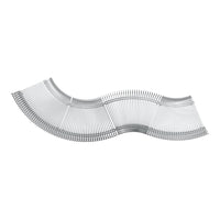 Silver metal spiral clips arranged in a wavy pattern, showcasing a sleek and modern design.
