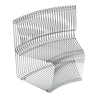 Silver wire chair with a modern zigzag pattern and sleek lines, offering a unique contemporary design.