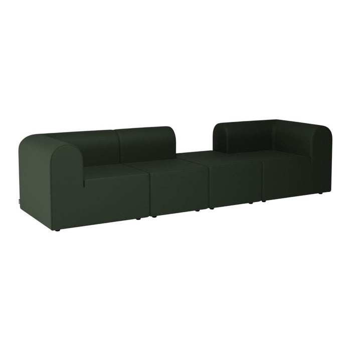 Olive green modular sofa with a sleek, minimalist design featuring smooth, rounded edges. Perfect for modern interiors.