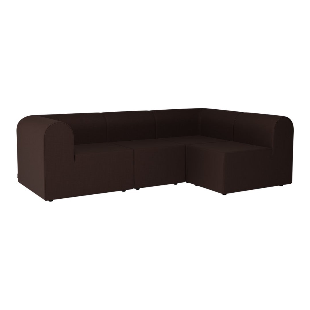 Brown textured sectional sofa with soft, rounded edges, perfect for modern living spaces.