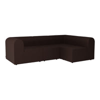 Brown textured sectional sofa with soft, rounded edges, perfect for modern living spaces.