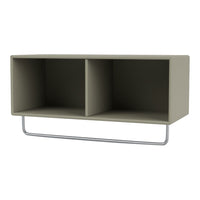 Stylish gray storage shelf with a minimalist design and sleek metal frame. Perfect for modern home decor.