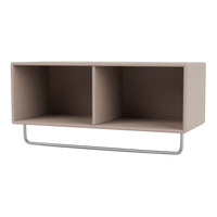 Modern storage shelf in soft beige with a sleek silver metal frame, featuring a minimalist design and no patterns.