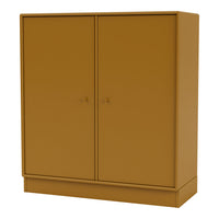 Stylish mustard yellow cabinet with a smooth finish and subtle rounded knobs for a modern touch.