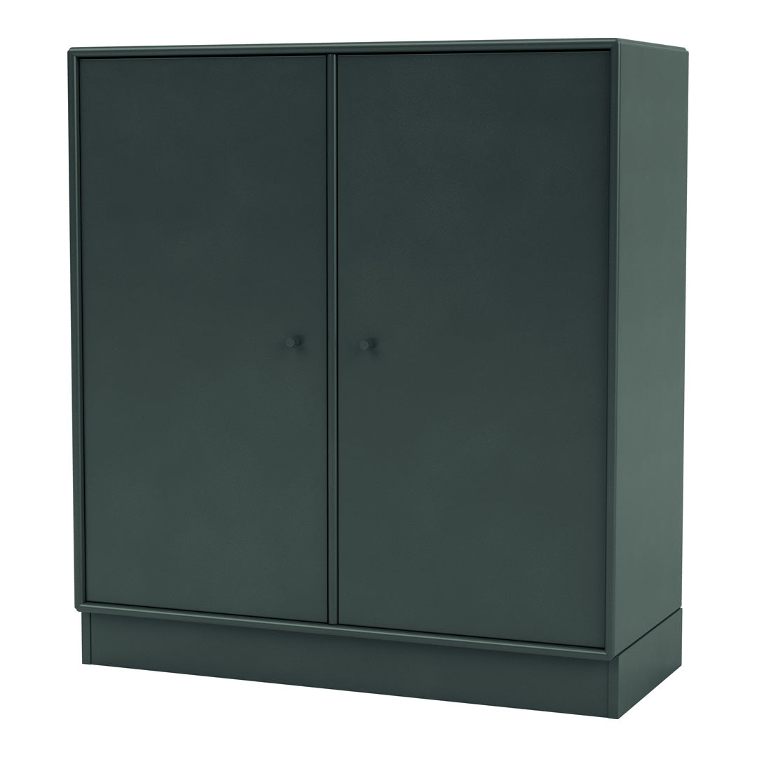 Dark green modern storage cabinet with a sleek matte finish and minimalist design, featuring flat panel doors.