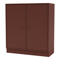 Burgundy double-door cabinet with a smooth matte finish, ideal for modern interior decor.