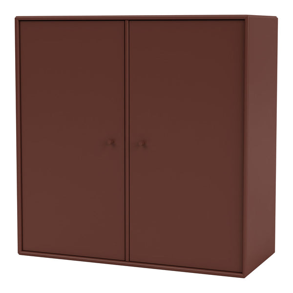 Dark brown storage cabinet with a smooth, solid finish and minimalistic design. Perfect for modern spaces.
