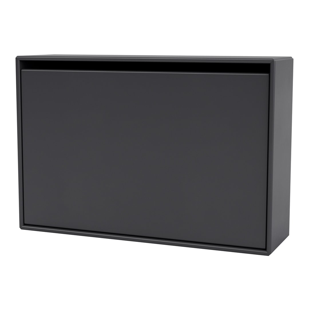 Sleek matte black wall-mounted cabinet with a minimalist design and smooth, uniform surface. Perfect for modern decor.