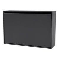 Sleek matte black wall-mounted cabinet with a minimalist design and smooth, uniform surface. Perfect for modern decor.