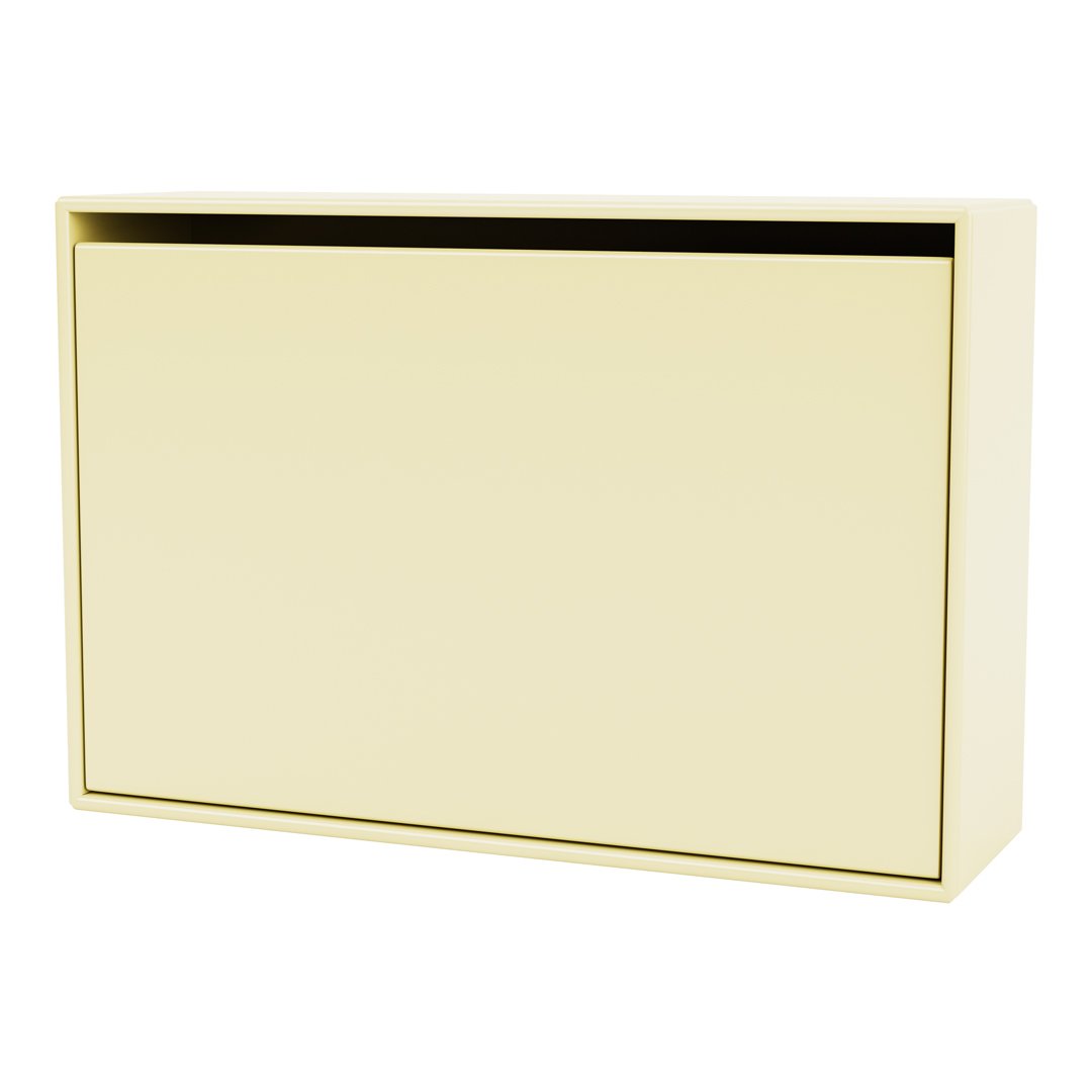 Yellow storage cabinet with a smooth, matte finish and minimalist design, perfect for modern decor.