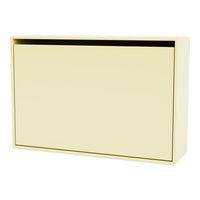 Yellow storage cabinet with a smooth, matte finish and minimalist design, perfect for modern decor.