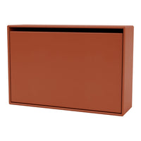 Rust-colored modern storage cabinet with a smooth, matte finish and sleek design. Perfect for contemporary decor.