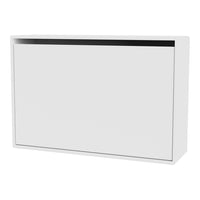 Sleek white wall cabinet with a smooth finish and subtle black trim, perfect for modern interiors.