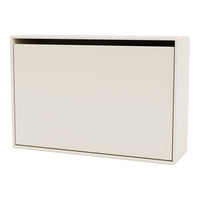 Cream-colored storage cabinet with a sleek, minimalist design and a smooth, matte finish.