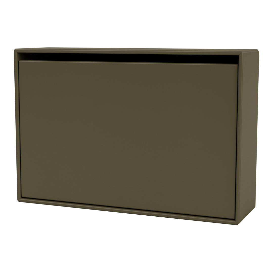 Olive green storage cabinet with a sleek, modern design and a minimalist pattern, perfect for contemporary decor.
