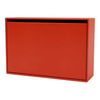 Red, sleek storage cabinet with a smooth, glossy finish and minimalist design. Perfect for modern decor.