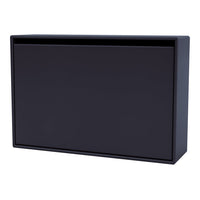 Sleek black storage cabinet with a minimalist design and smooth, matte finish. Ideal for modern interiors.
