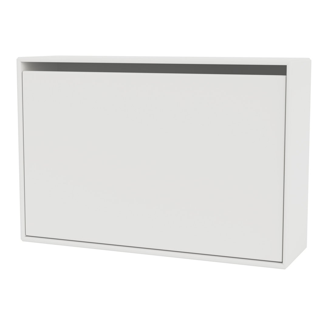 Modern white wall-mounted storage cabinet with a sleek design and minimalistic grey accents. Clean lines and contemporary finish.