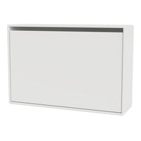 Modern white wall-mounted storage cabinet with a sleek design and minimalistic grey accents. Clean lines and contemporary finish.