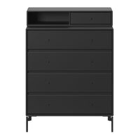 Sleek black dresser with a minimalist design, featuring smooth surfaces and no visible patterns. Perfect for modern decor.