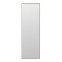 Tall rectangular mirror with a minimalist light pink frame and a smooth reflective surface. Perfect for modern decor.